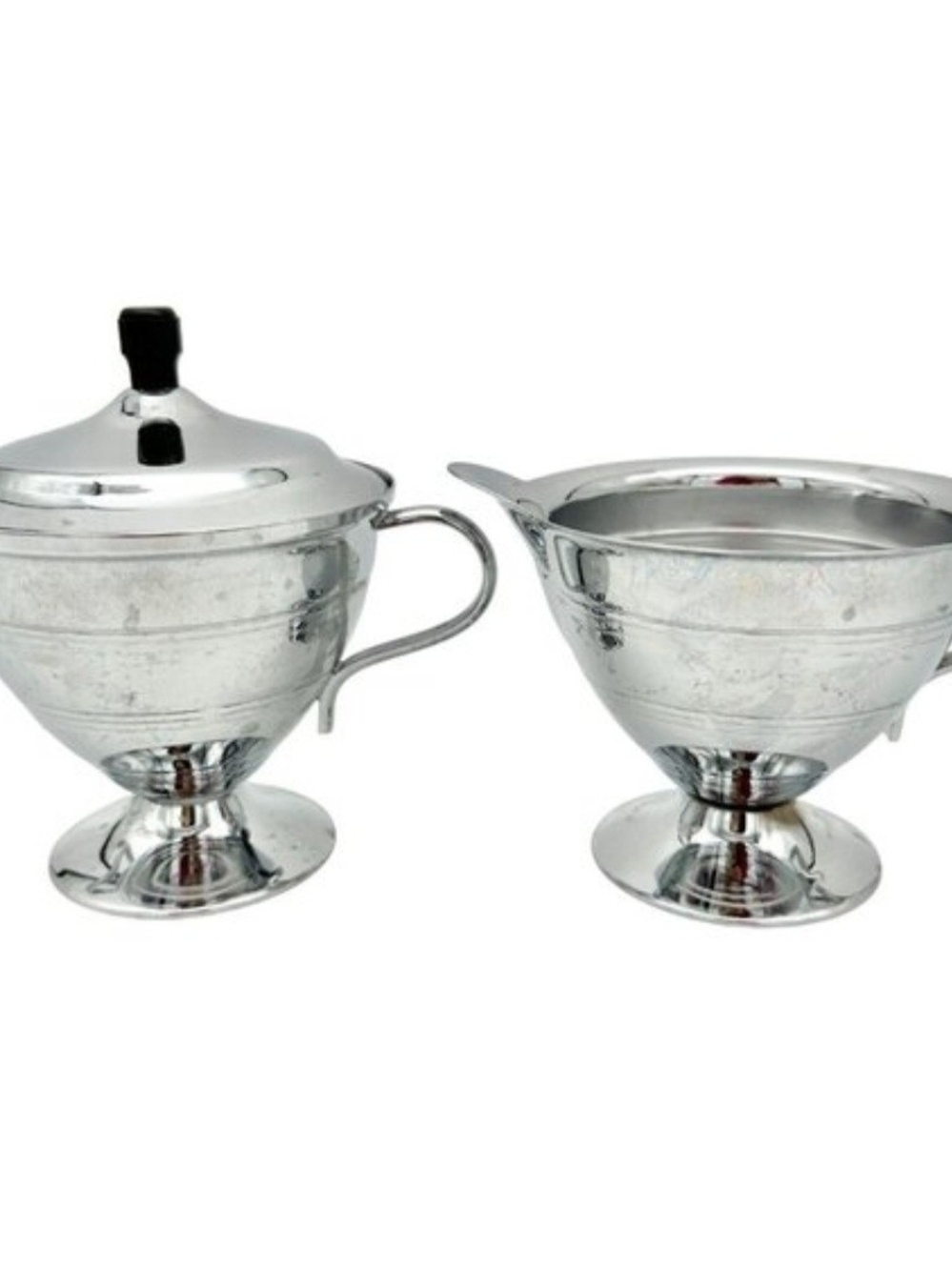 Vintage Silver Plated Sugar Bowl and Creamer Set - Shiny Silver